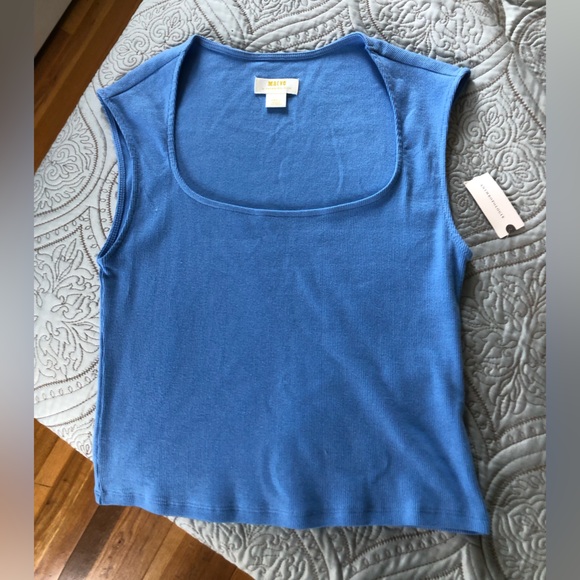 NWT Powder Blue Anthropologie square neck top size small - Picture 3 of 5